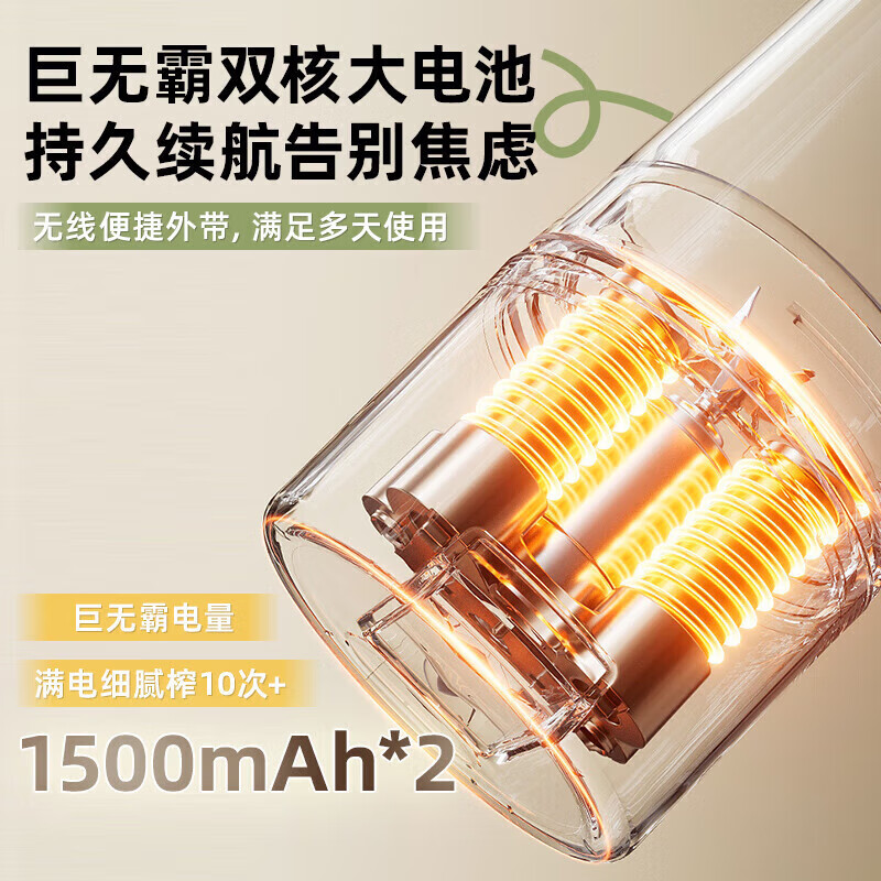 小熊榨汁机 家用便携原汁机 小型迷你多功能橙汁机全自动果汁机 无线便携充电款高清大图