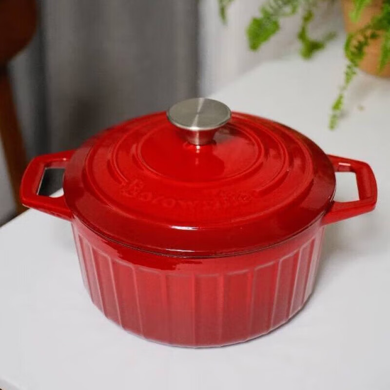 博朗菲(Borownfie) 德系珐琅铸铁锅家用 赫本红黑珐琅锅 22cm红色BO22R