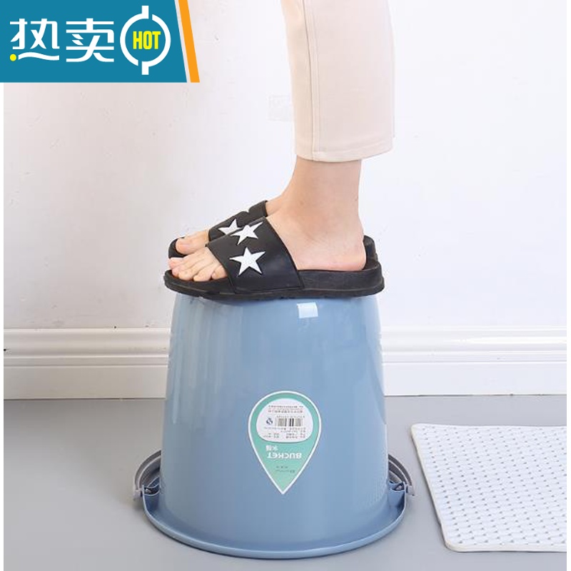敬平加厚大号耐摔塑料手提水桶家用洗衣桶子储水桶洗车圆桶洗衣洗澡桶 两个中号(指定颜色请备注)高清大图