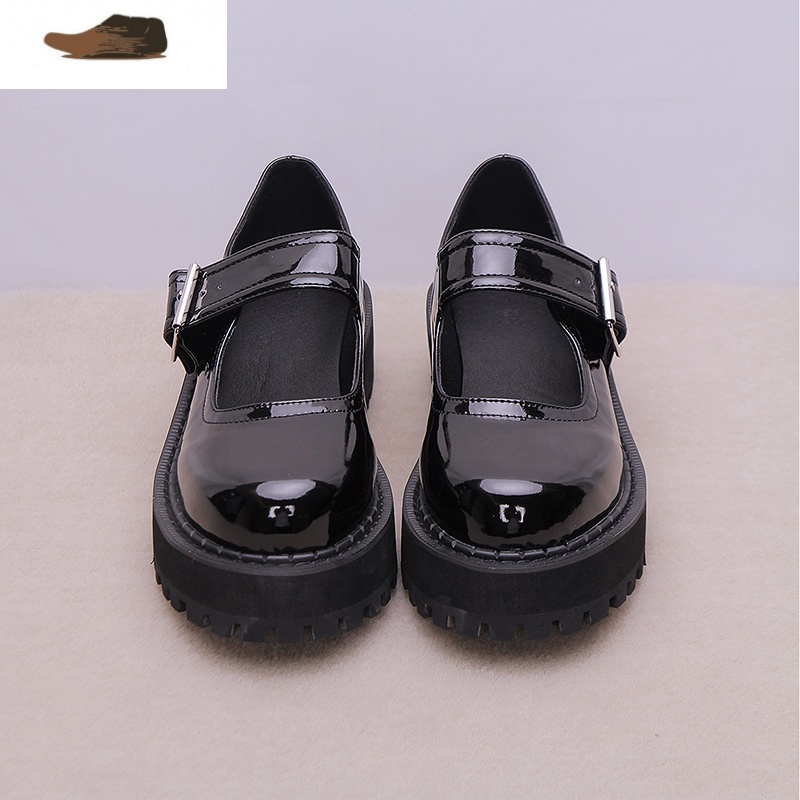 ideamini吾本良品日系复古皮带扣圆头小皮鞋软妹女单鞋松糕厚底玛丽珍