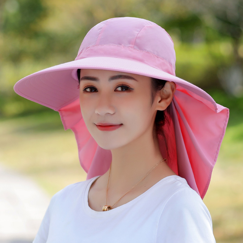 盛世尼曼遮阳帽女夏天防晒大沿帽户外骑车遮脸护脖可折叠太阳帽子渔夫