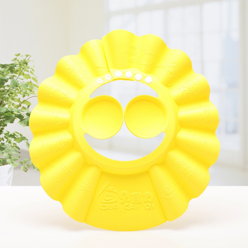 宝宝洗头帽婴幼儿洗发帽加厚可调节儿童防水浴帽护耳套洗澡帽 三维工匠 护耳浴帽(黄色)高清大图