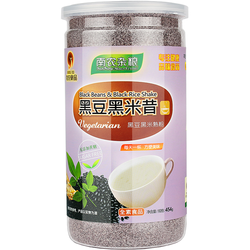 南农食品黑豆黑米昔中老年人米糊状流食 五谷杂粮营养代餐熟粉饱腹早餐年餐454g 无添加蔗糖