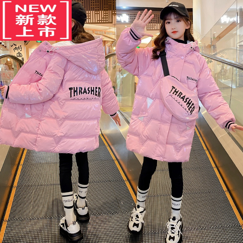 可莉允女童棉服冬装加厚2022新款洋气棉袄中大童冬款儿童羽绒中长款棉衣