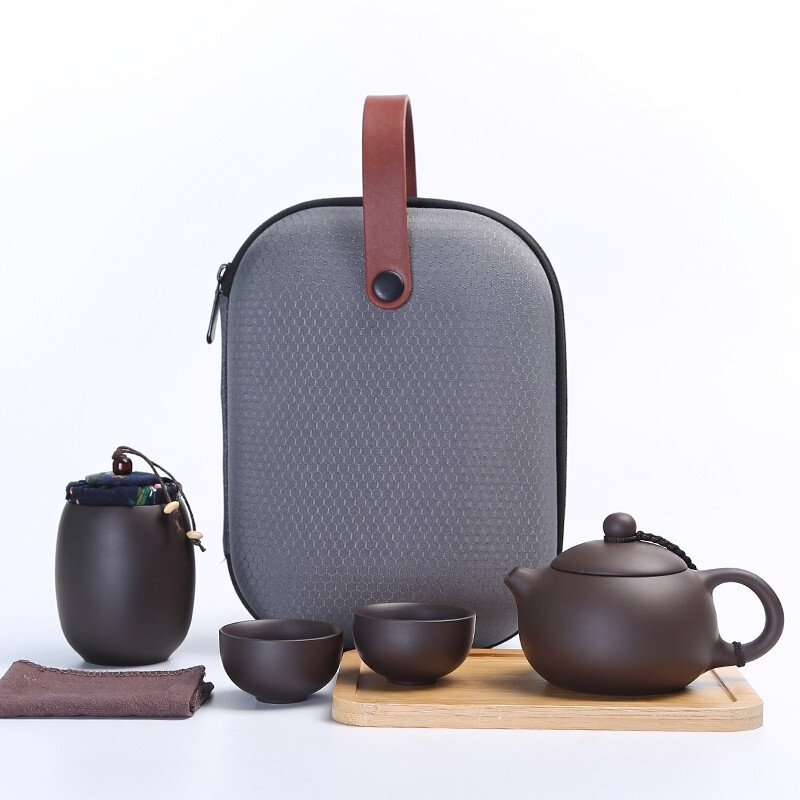 居家旅行茶具套装 伴手礼茶具套装一壶二杯+旅行包高清大图