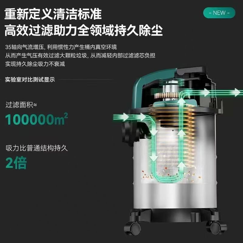 美菱桶式吸尘器家用车内强劲吸力大功率专用清洁机18L大容量-干吹两用大功率MXQ-T006
