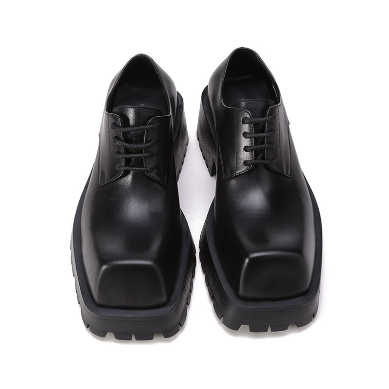 巴黎世家balenciaga女士牛皮方头trooper德比鞋系带皮鞋厚底鞋678812