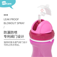 easycare伊斯卡尔安全儿童水壶婴儿吸管杯防漏喝水杯宝宝学饮杯350ml粉红