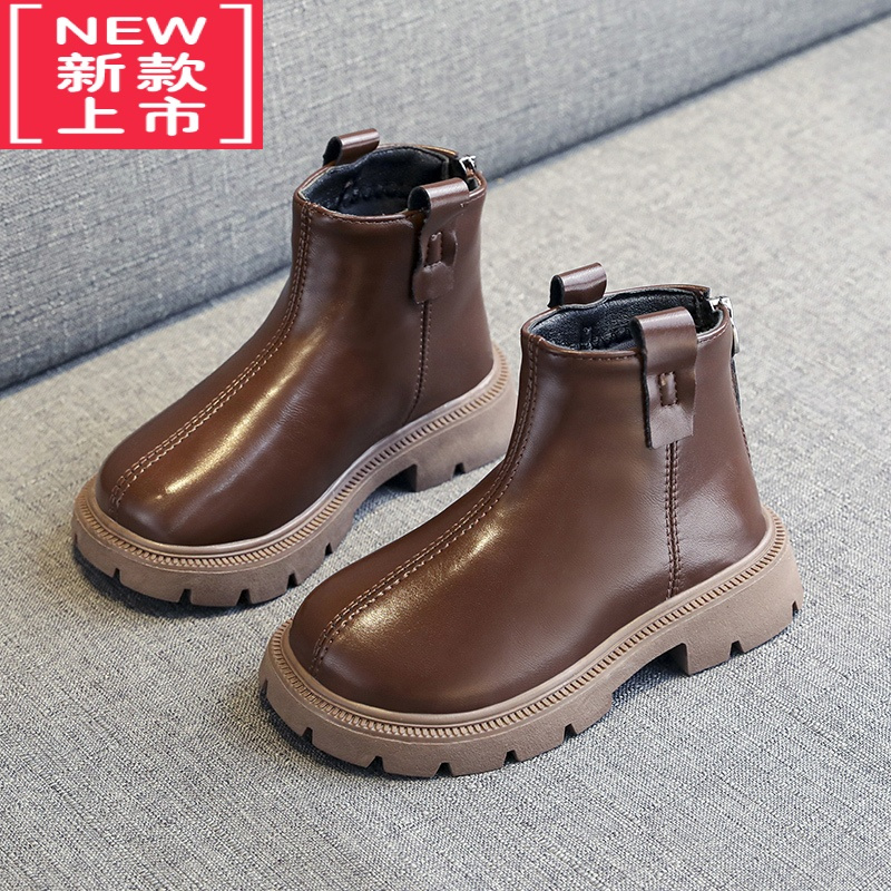 可莉允童鞋女童靴子2022新款春秋款儿童马丁靴中大童秋冬洋气小女孩皮靴