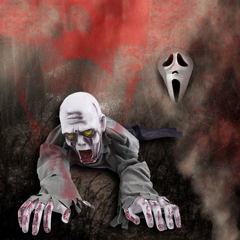 万圣节吓人爬鬼酒吧派对ktv鬼屋装饰道具场景布置感应电动大爬鬼感应