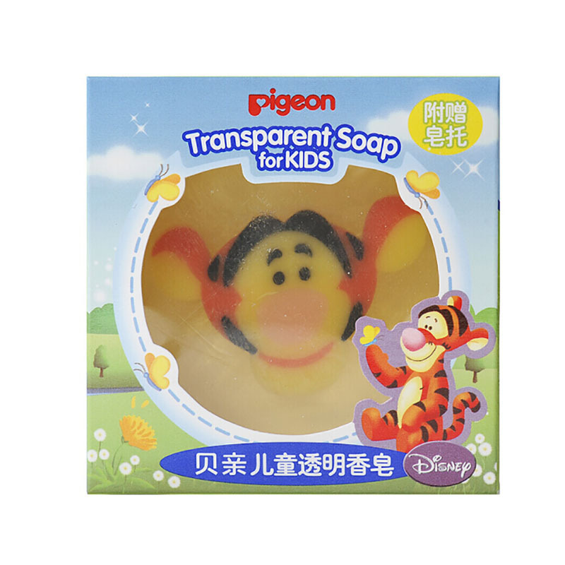贝亲(Pigeon)卡通儿童透明香皂80g洁肤跳跳虎 3岁