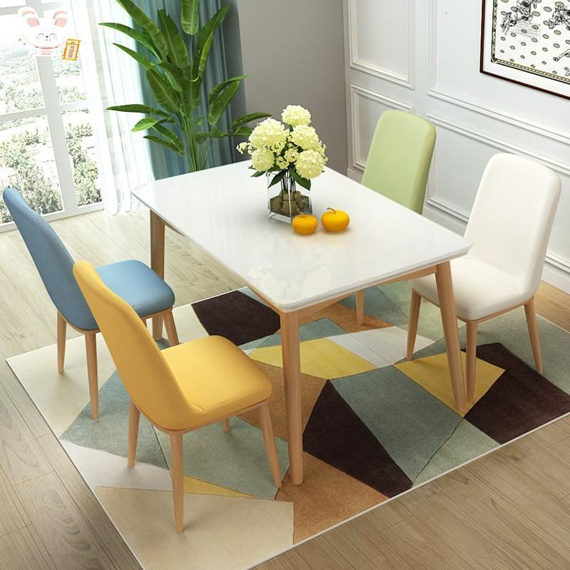 森美人北欧大理石餐桌椅组合简约现代家用小户型实木餐桌长方形6人饭桌高清大图