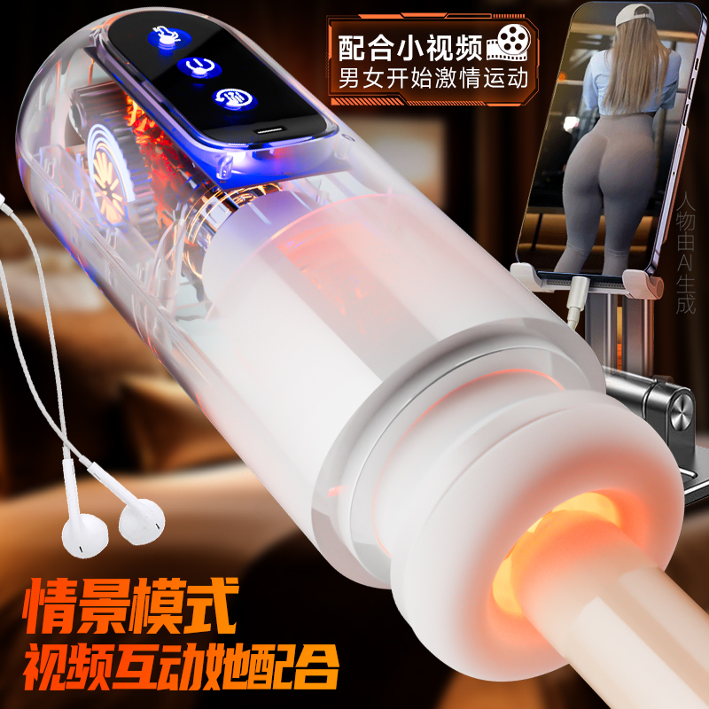 飞机杯全自动伸缩屁股真人阴臀倒膜模自慰名器男士性用品电动加热发音互动手机APP边刷视频边撸高清大图