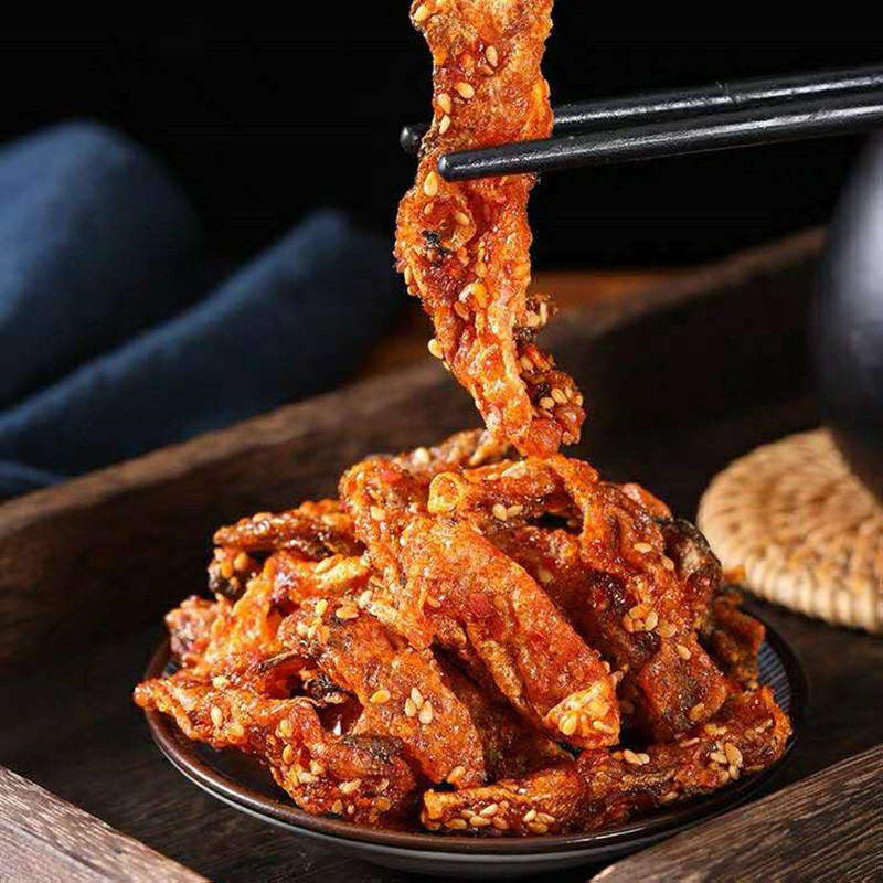 良时海 海鲜水产干货 香辣鱼皮深海鱼休闲零食即食辣味麻辣海鲜网红食品 香辣鱼皮100g*2袋