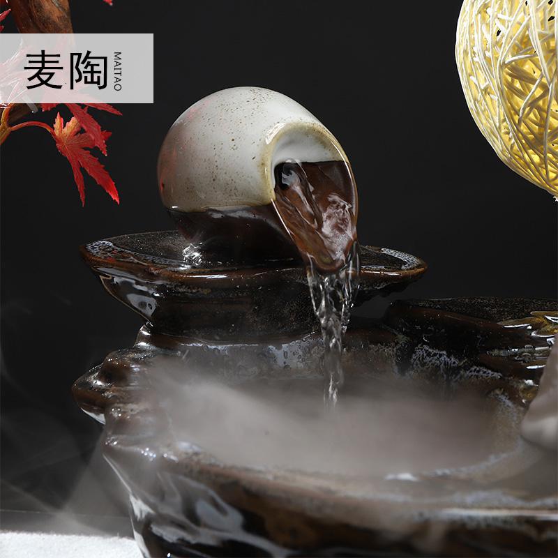 美帮汇流水喷泉轮加湿器家居装饰工艺礼品客厅办公室摆件高清大图