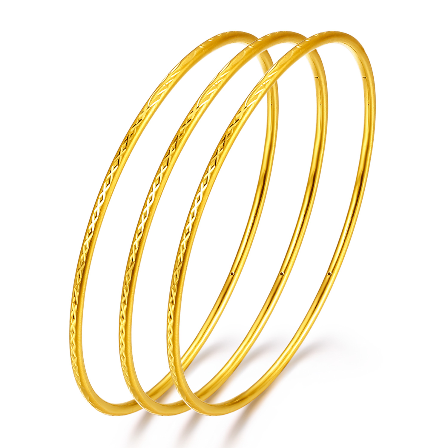 中银金行黄金手镯足金999光面车花手镯硬金黄金叠搭女款手镯镯子参数