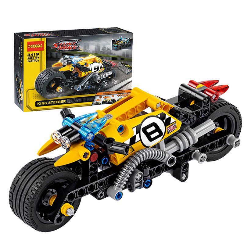 得高兼容乐高机械回力车拼装汽车玩具赛车系列越野卡车吉普车模型摩托