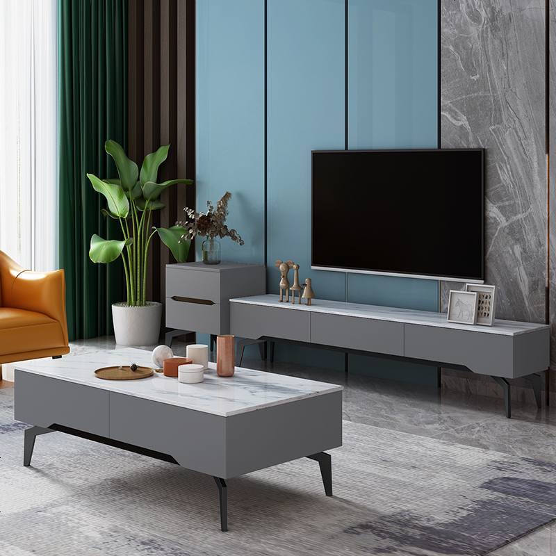 轻奢大理石电视柜茶几组合现代简约烤漆北欧客厅新款后现代极简意式