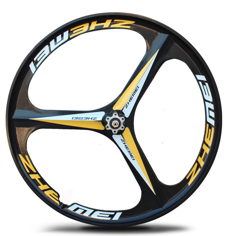 镁铝合金三刀六刀轮6刀轮3刀26寸 700c*23一体轮组自行车公路车轮刀圈