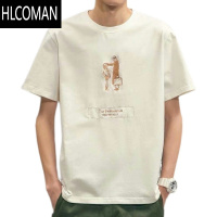 HLCOMAN~夏天短袖T恤男冰丝宽松简约打底衫潮流上衣服男