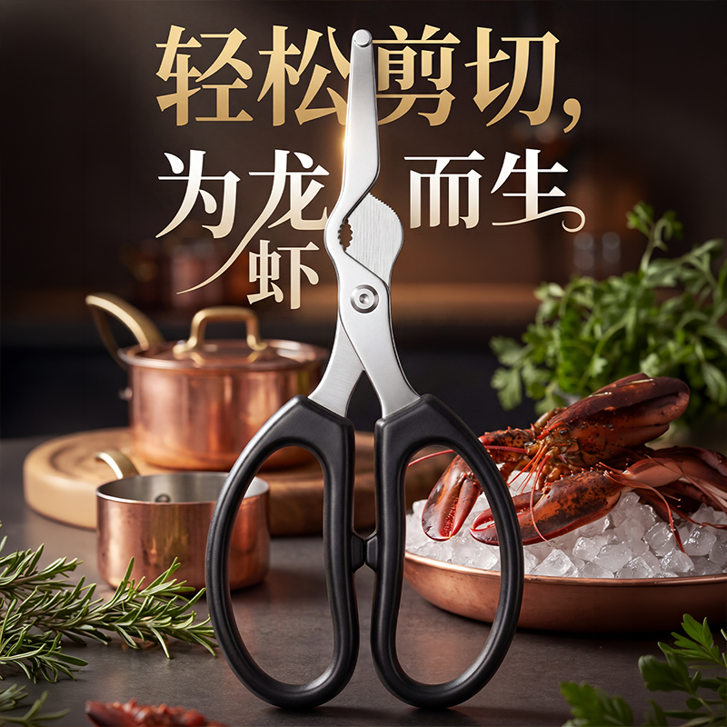 小龙虾剪刀家用不锈钢开虾背去虾线虾腮剪尾剥虾神器厨房专用1155高清大图