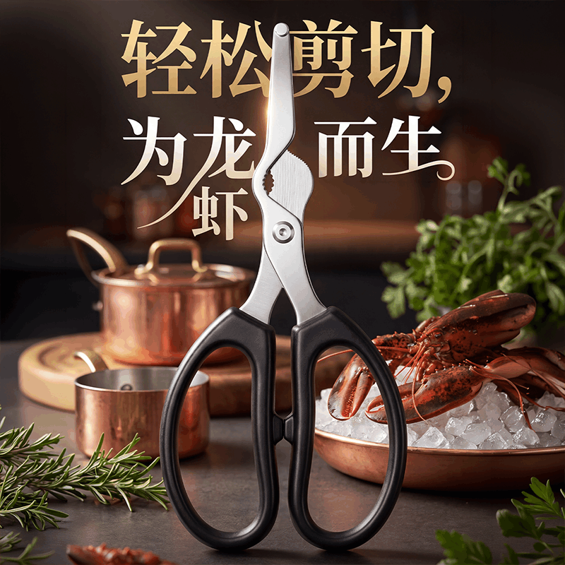 小龙虾剪刀家用不锈钢开虾背去虾线虾腮剪尾剥虾神器厨房专用1155图片