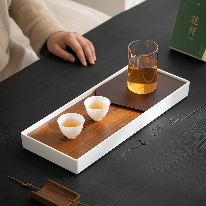 苏氏陶瓷(SUSHI CERAMICS)知雅几何重竹盘面密胺底托新中式茶盘