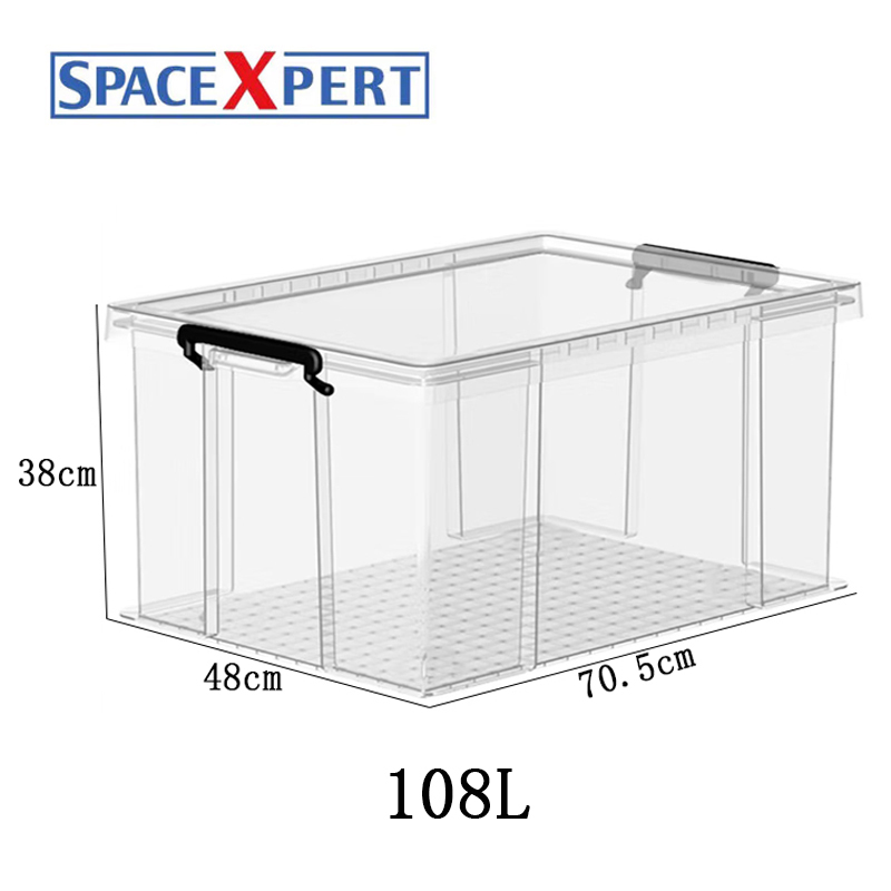 空間専門家(SPACEXPERT) 衣物收纳箱塑料储物箱108L透明 直角抗压高清大图