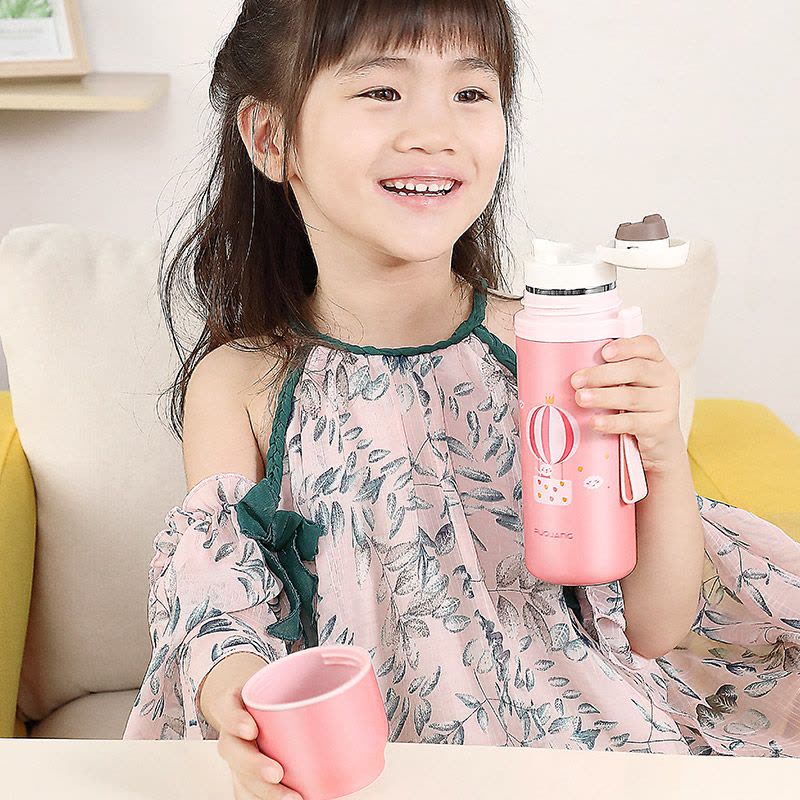 富光(FGA)儿童保温杯女不锈钢小学生杯子可爱男便携水壶幼儿园水杯 350ml-海蓝色(316钢送杯套杯刷刻字)图片