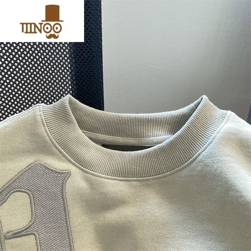 YANXU欧美潮牌oversize刺绣字母卫衣男女宽松国潮复古vibe港风上衣高清大图