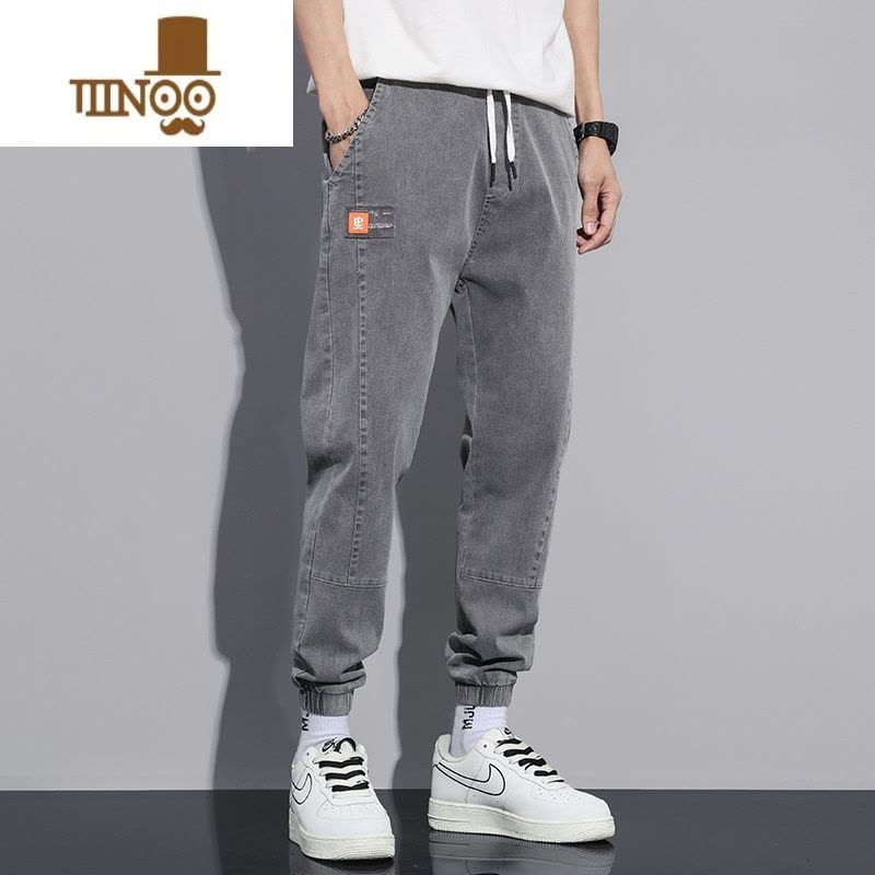 YANXU干活穿的裤子耐磨耐脏长裤夏季男士宽松大码束脚工装裤休闲牛仔裤图片