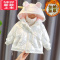 可莉允2022新款女宝宝棉衣冬装韩版洋气加绒加厚周岁红棉服过年外套时髦