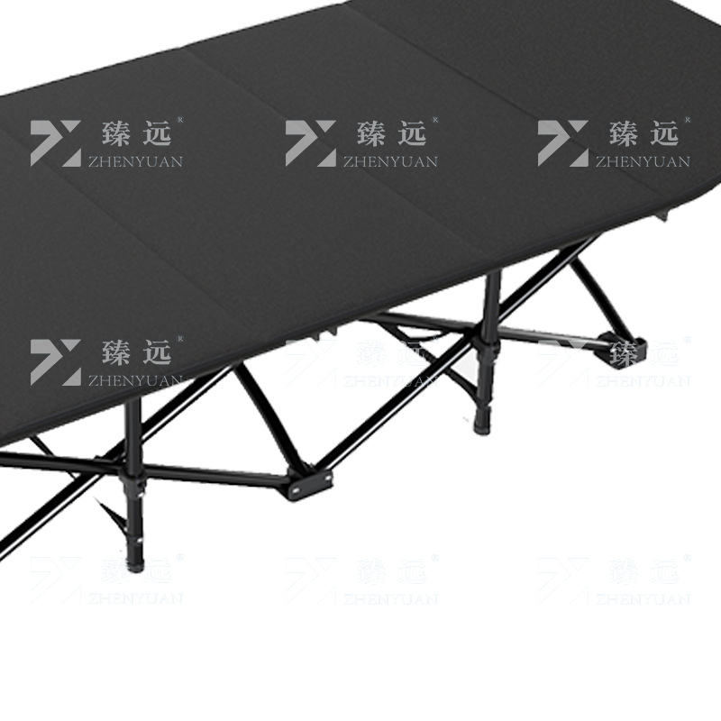 臻远ZY4073135简易折叠床办公室单人午休床便携行军床 黑色圆管含棉垫