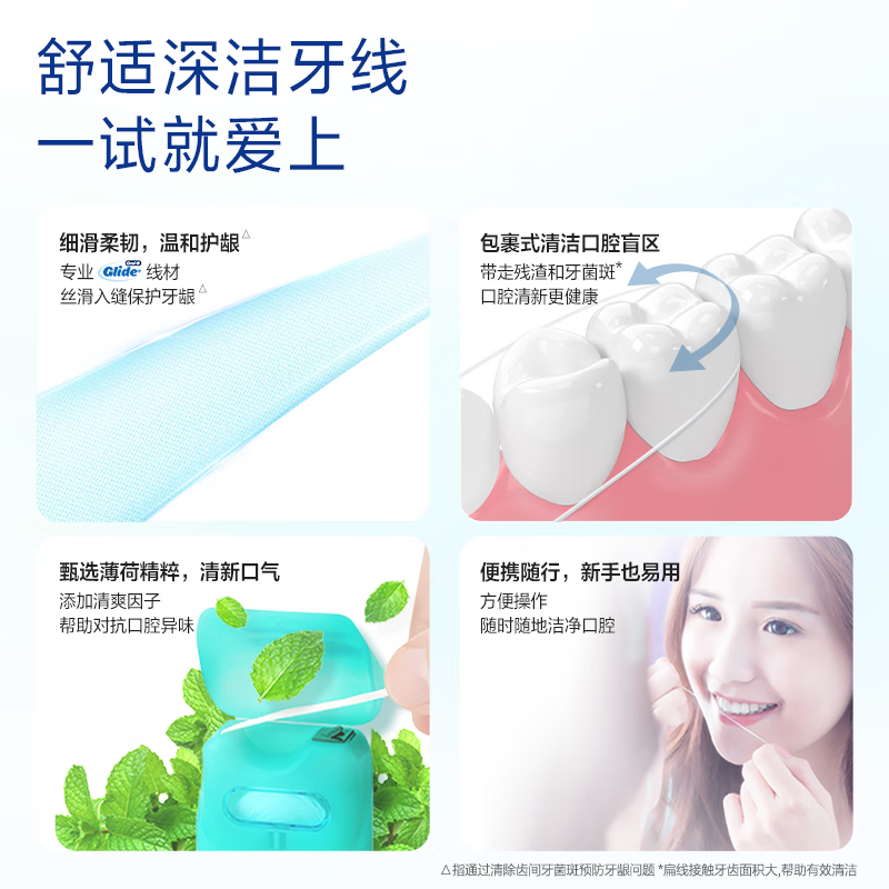 佳洁士欧乐B专业洁齿牙线卷舒适深洁便携40m可用100次细滑扁线薄荷高清大图