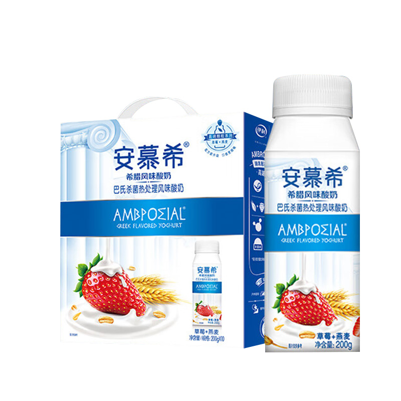 伊利酸奶口感丰富安慕希草莓燕麦味200g*10盒(包装随机)