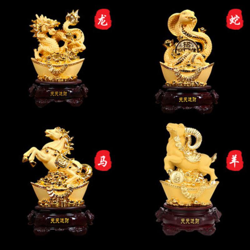美帮汇十二生肖摆件树脂工艺品属鼠牛虎兔龙蛇马羊猴鸡狗猪礼品高清大图