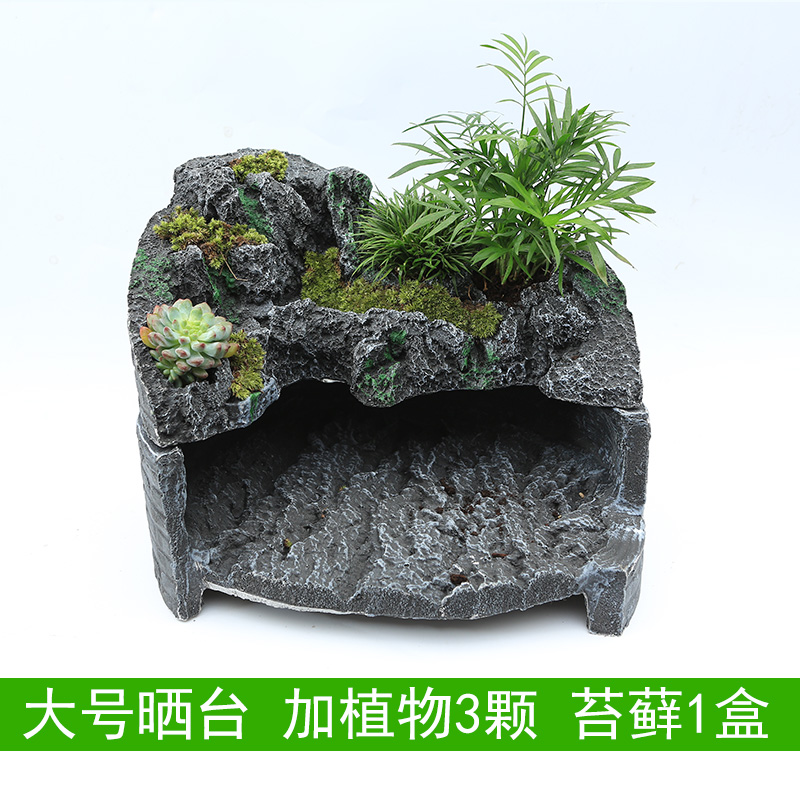 龟用品巴西龟爬台乌龟晒台龟缸造景龟箱爬坡水族箱浮岛晒背台大号高清大图