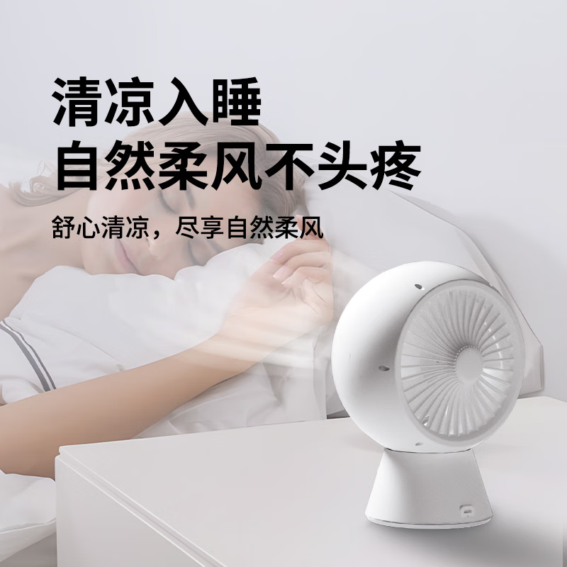 笨笨马(BenBenMa)桌面摇头风扇 tyoe-c小风扇涡轮扇家用节能对流风扇台式音轻定时摇头BF05高清大图