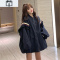 SUNTEK条纹针织拼接棒球服女秋冬新款韩版宽松气质百搭网红炸街外套百搭风衣