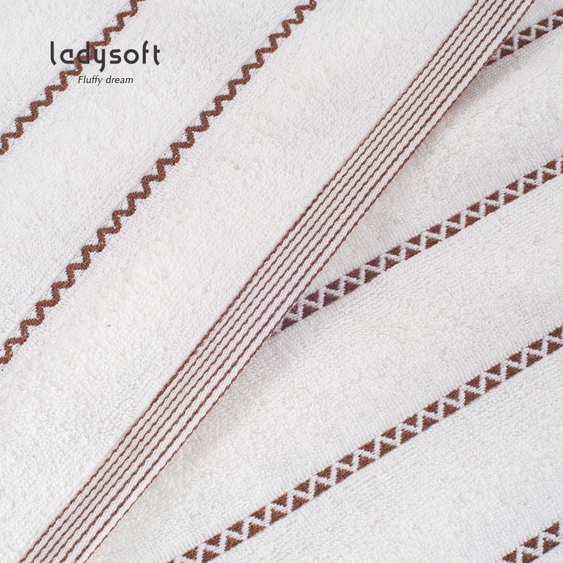 ladysoft御棉堂 全棉波浪纹套巾2毛巾34*72cm/1浴巾70*140cm三件套酒店成人纯色纯棉毛巾套装加厚