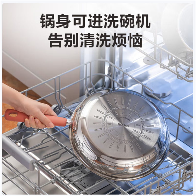 苏泊尔SUPORS火红点聚油煎锅火红点聚油不粘锅不锈钢平底锅牛排锅早餐煎盘耐磨SJ26CC1 /4高清大图