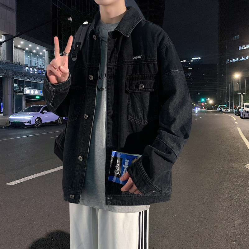 [1.5折价95元]唐狮男士牛仔外套男士外套外套男拼接牛仔外套男式外套牛仔外套男