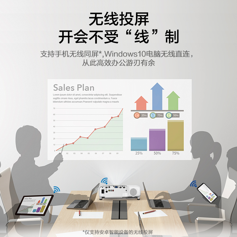 爱普生CB-FH52 商务办公 投影仪 教育培训 投影机办公培训全高清1080P 内置无线同屏替代CB-U42 标配高清大图