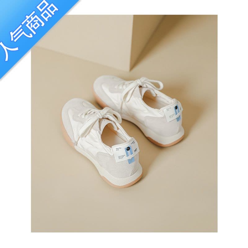 SUNTEK帆布鞋女2023夏季休闲运动板鞋厚底内增高女鞋小白鞋芭蕾德训鞋图片