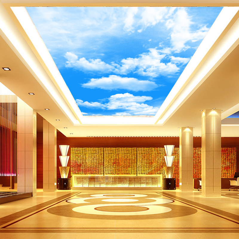 3d大型壁画天花板吊顶蓝天白云壁纸客厅卧室酒店宾馆工程装修墙纸壹德壹