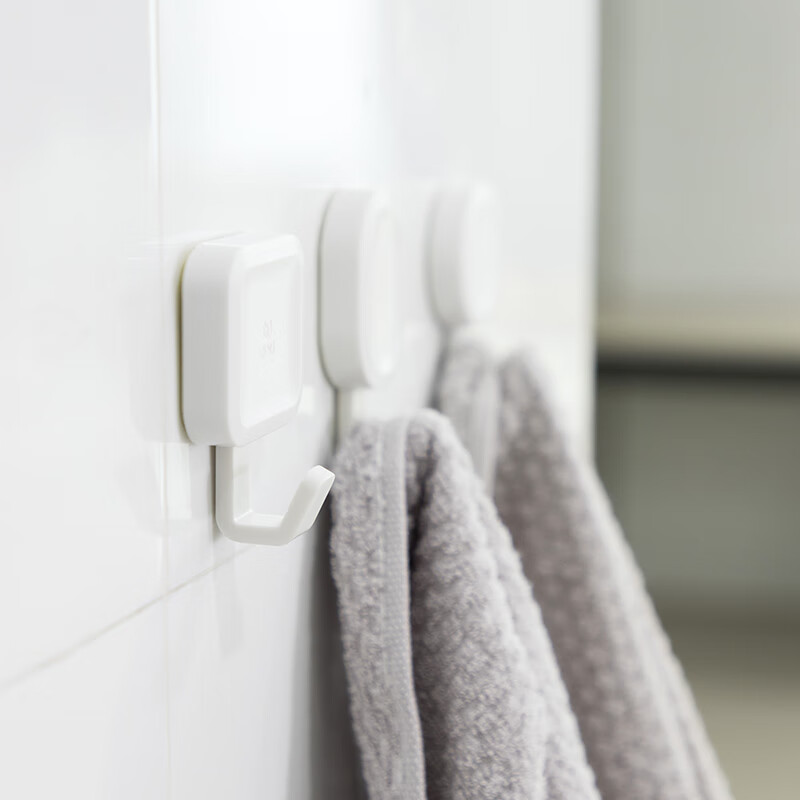 得力(deli)大承重 免打孔3kg生活挂钩帖 无痕背胶3只/卡 简约方形 白色高清大图