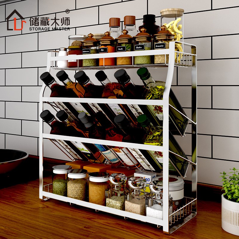 厨房调料置物架家用台面油盐酱醋调味料收纳架调味品佐料架调料架收纳层架 三维工匠高清大图