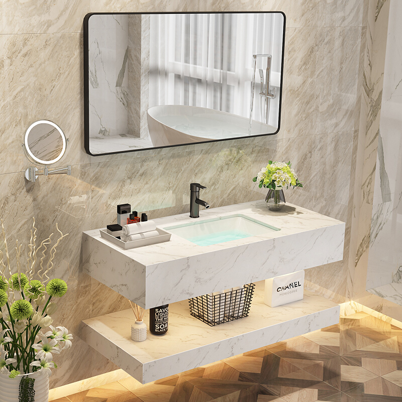 恒妙大理石卫生间洗漱台洗手盆柜洗脸盆柜洗手台浴室柜家用卫浴组合