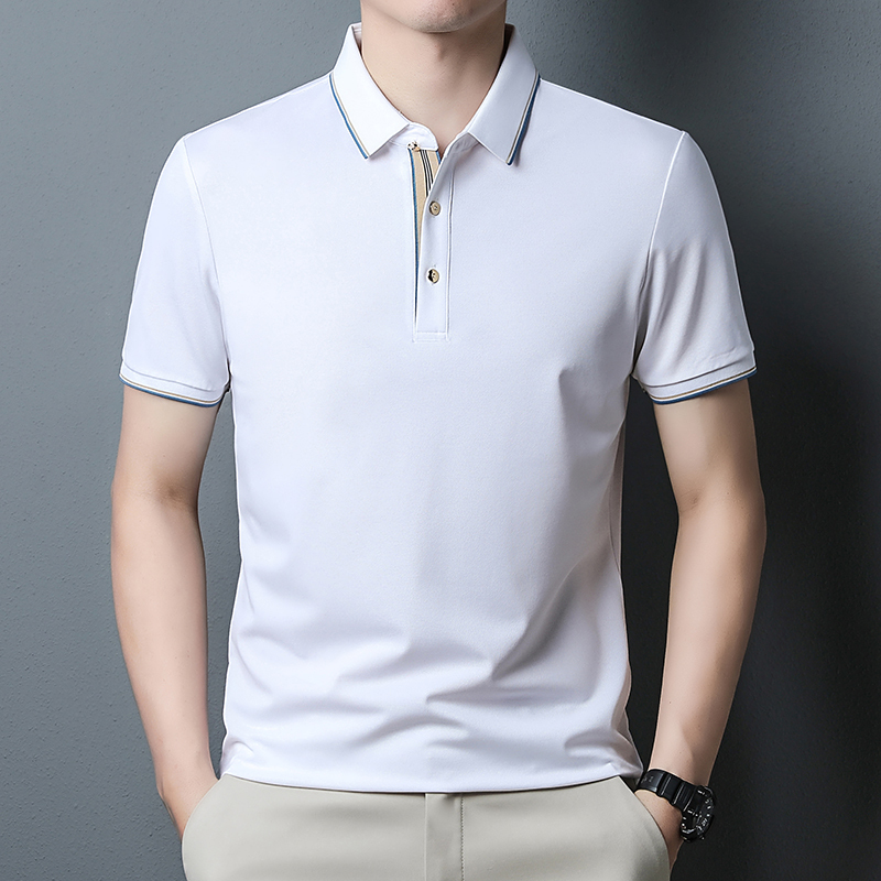 桑蚕丝polo衫男士短袖t恤2024新款夏季免烫抗皱商务休闲半袖上衣短袖