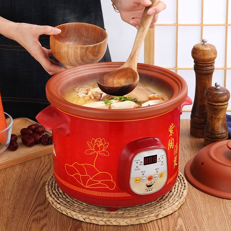 紫砂电炖锅全自动电砂锅煮粥养生烫煲BB粥锅药膳炖汤锅 6.0L[适用5-8人] 机械款[手动]